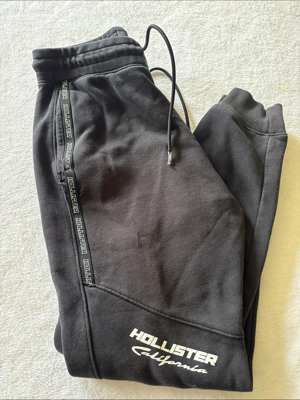 Hollister Black Youth Sweat Joggers with White Logo